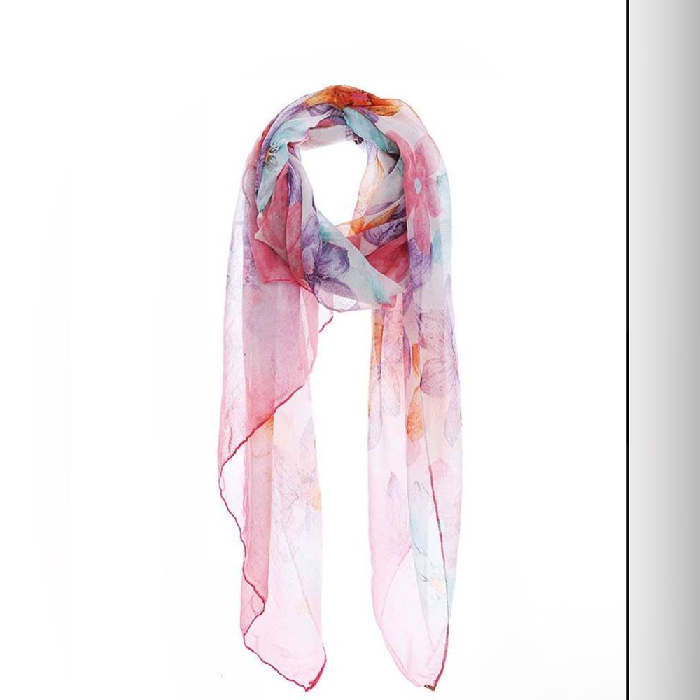 Fashion multi color flower print chiffon scarf